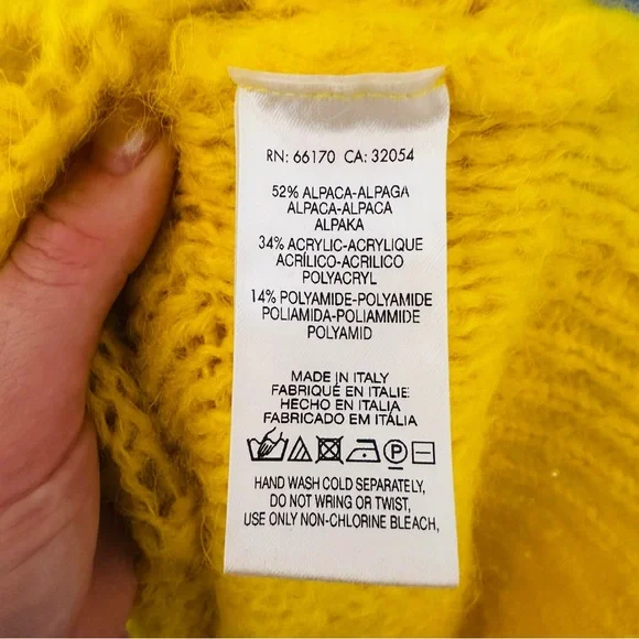 Anthropologie Sleeping on Snow Bright Lights Yellow Pullover Sweater M - Picture 9 of 9